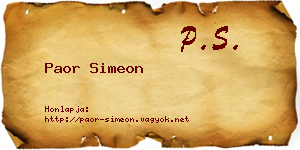 Paor Simeon névjegykártya